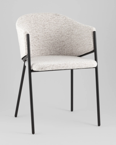 Стул обеденный Carmel, бело-серый УТ000039554 Stool Group, серый белый/букле, ножки/металл/чёрный, размеры - *790***540*600