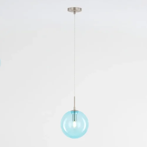 Светильник подвесной Томми CL102627 Citilux голубой 1 лампа, основание матовое хром в стиле современный шар фото 3