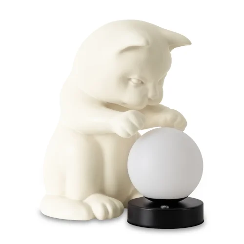 Настольная лампа ЛЕД Вискер / Whisker FR5607TL-01W Freya белая на 1 лампу, основание чёрное белое металл в стиле современный животные фото 2