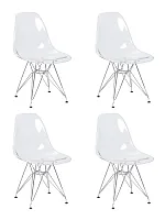 Стул обеденный набор 4 шт. SET-4 818A-LMZL DSR CASPER, цвет сиденья прозрачный, цвет основания хром Dobrin, /полимер, ножки/металл/хром, размеры - *810***460*520