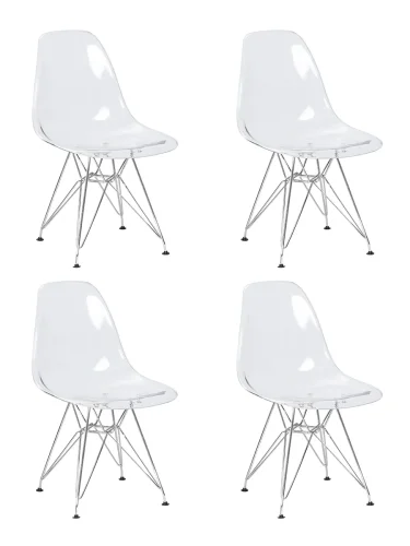 Стул обеденный набор 4 шт. SET-4 818A-LMZL DSR CASPER, цвет сиденья прозрачный, цвет основания хром Dobrin, /полимер, ножки/металл/хром, размеры - *810***460*520