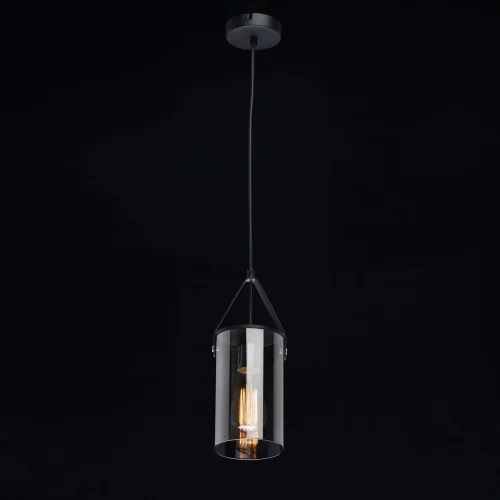 Светильник подвесной Тетро 673014701 DeMarkt серый 1 лампа, основание чёрное в стиле современный  фото 2