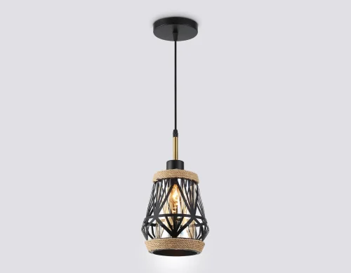 Светильник подвесной TR8521 Ambrella light янтарный на 1 лампу, основание чёрное в стиле лофт фото 2
