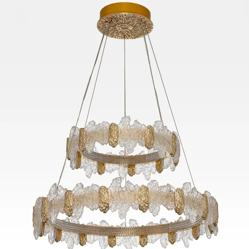 Люстра подвесная LED с пультом Lava CL250182 Citilux прозрачная янтарная на 1 лампу, основание золотое в стиле современный кольца с пультом фото 3 Люстра подвесная LED с пультом Lava CL250182 Citilux прозрачная янтарная на 1 лампу, основание золотое в стиле современный кольца с пультом фото 3