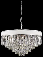 Люстра подвесная хрустальная Clarissa WE136.15.103 Wertmark прозрачная на 15 ламп, основание белое хром в стиле классика 