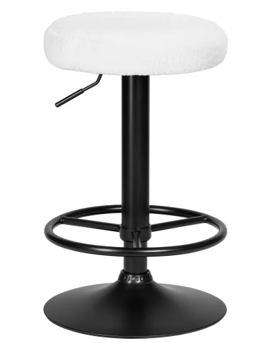 Табурет барный набор 2 шт. SET-2 5038_BlackBase-LM TEDDY BLACK, цвет сиденья белый букле (13), цвет основания черный Dobrin, /букле, ножки/металл/чёрный, размеры - 610*830***360*360 фото 2