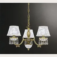Люстра подвесная  L 7030/3 Reccagni Angelo белая на 3 лампы, основание античное бронза в стиле классический 