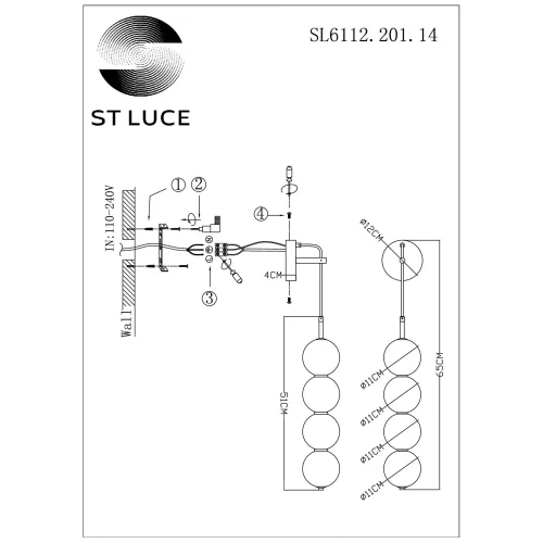 Бра LED Ode SL6112.201.14 ST-Luce белый на 1 лампа, основание золотое в стиле современный  фото 2