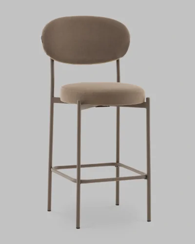 Стул Полубарный Бриф DD велюр капучино каркас капучино муар УТ000041511 Stool Group, коричневый/велюр, ножки/сталь/чёрный, размеры - *****