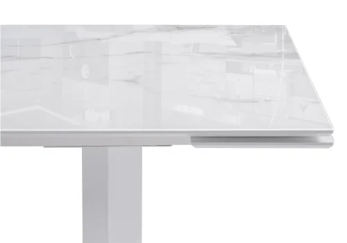 Стеклянный стол Монерон 200(260)х100х77 белый мрамор / белый 553541 Woodville столешница белая из стекло мдф фото 8