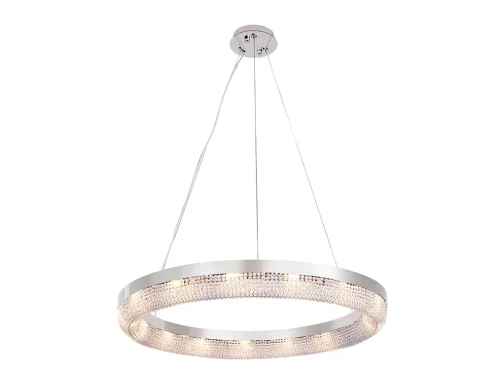 Светильник подвесной 8275+10/S chrome Newport прозрачный 15 ламп, основание хром в стиле американский современный классический кольца