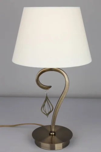 Настольная лампа Barrabisa OML-62104-01 Omnilux белая 1 лампа, основание бронзовое металл в стиле классический  фото 2
