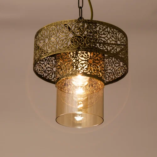 Светильник подвесной Эмир CL467133 Citilux янтарный 1 лампа, основание бронзовое в стиле восточный кантри  фото 3