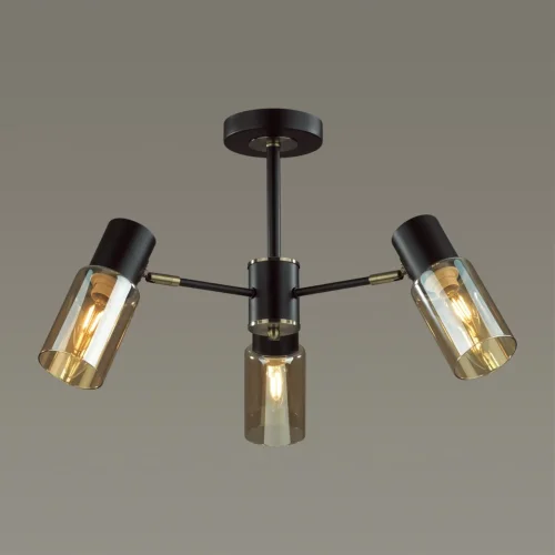 Люстра потолочная Ronnie 5644/3C Lumion янтарная на 3 лампы, основание чёрное в стиле кантри лофт современный  фото 3