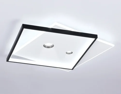 Светильник потолочный LED с пультом FL5065 Ambrella light белый чёрный 1 лампа, основание белое в стиле современный хай-тек квадраты фото 3