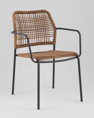 Стул Solaia, светло-коричневый УТ000039918 Stool Group, коричневый/ротанг, ножки/металл/чёрный, размеры - *800****