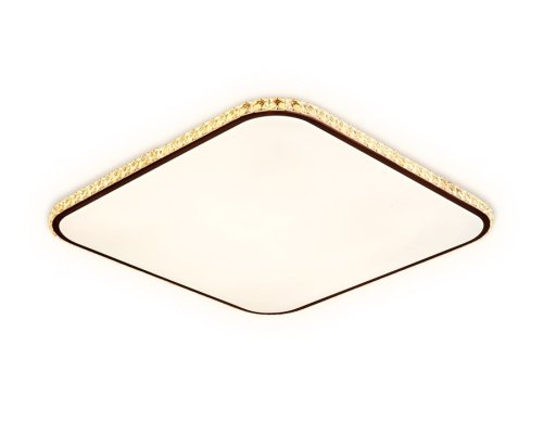 Светильник потолочный LED с пультом Orbital Crystal FF76 Ambrella light белый 1 лампа, основание коричневое в стиле современный хай-тек с пультом квадраты