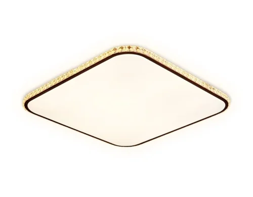 Светильник потолочный LED с пультом Orbital Crystal FF76 Ambrella light белый 1 лампа, основание коричневое в стиле современный хай-тек тарелка с пультом квадраты