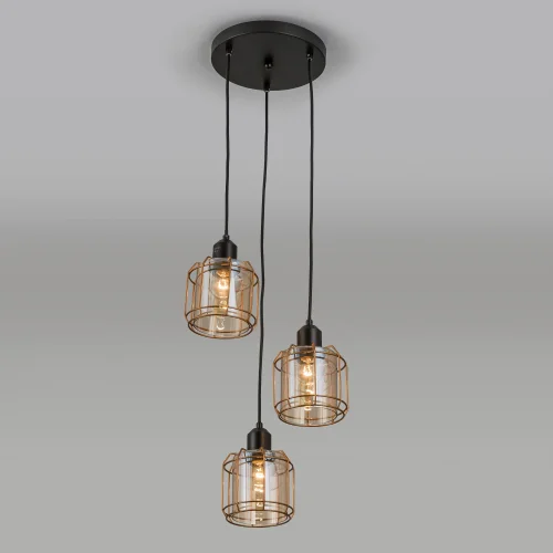 Светильник подвесной Таверна CL542232 Citilux прозрачный бронзовый янтарный 3 лампы, основание чёрное в стиле кантри  фото 6
