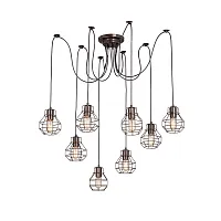 Светильник подвесной V4884-7/8S Vitaluce бронзовый на 8 ламп, основание бронзовое в стиле лофт паук