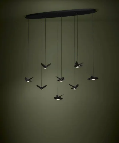 Светильник подвесной LED Paratebueno 390055 Eglo чёрный на 8 ламп, основание чёрное в стиле современный птички фото 2
