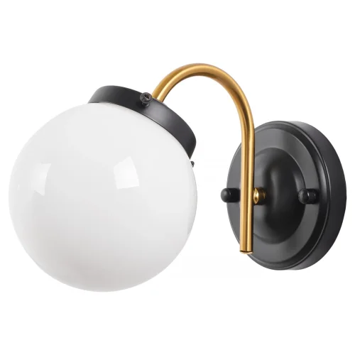 Бра Easy MR1760-1W MyFar белый на 1 лампа, основание чёрное в стиле современный шар