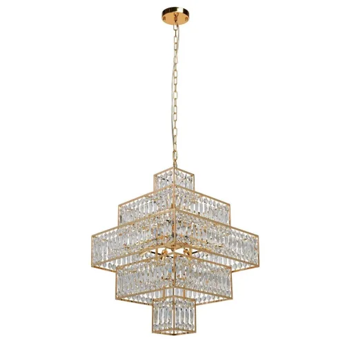 Люстра хрустальная Монарх 121010916 MW-Light прозрачная на 16 ламп, основание золотое в стиле классический 