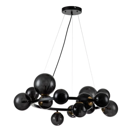 Люстра подвесная Molecola V000194 Indigo чёрная на 14 ламп, основание чёрное в стиле хай-тек шар