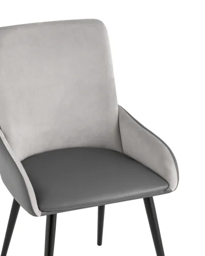 Стул Мюнхен экокожа серая велюр серый УТ000035940 Stool Group, серый/экокожа, ножки/металл/чёрный, размеры - ****530*580 фото 3