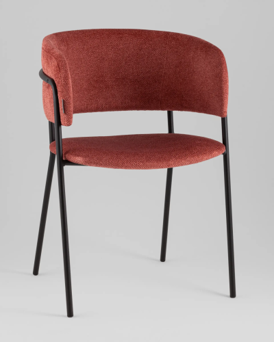 Кресло Нэлли New, буклированный велюр терракотовый УТ000039979 Stool Group, терракотовый/букле, ножки/металл/чёрный, размеры - *****