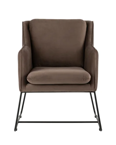 Кресло Роланд в стиле лофт велюр коричневый УТ000035916 Stool Group, коричневый/велюр, ножки/металл/чёрный, размеры - ****700*840мм фото 7