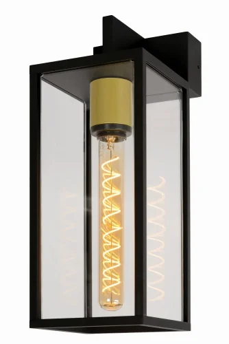 Настенный светильник Laurens 27805/01/30 Lucide уличный IP54 чёрный 1 лампа, плафон прозрачный в стиле кантри E27