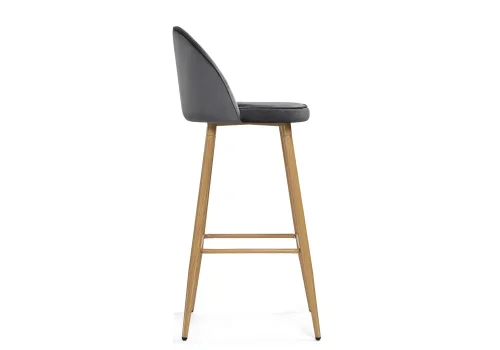Барный стул Dodo 1 dark grey with edging / wood 15127 Woodville, серый/велюр, ножки/металл/натуральный, размеры - ****440*510 фото 3