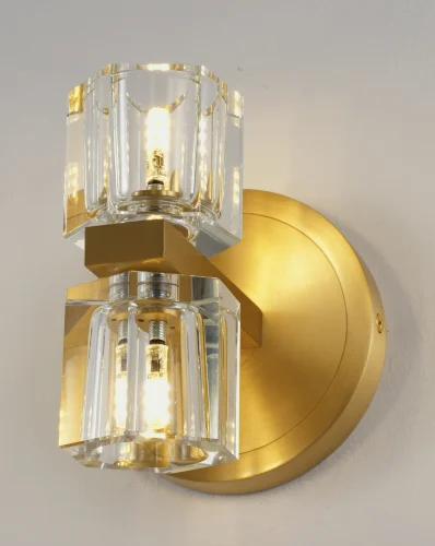Бра Brass V11016-2W Moderli прозрачный на 2 лампы, основание золотое латунь в стиле современный американский фото 5