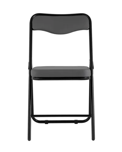 Складной стул Джонни экокожа серый каркас черный матовый УТ000035362 Stool Group, чёрный/экокожа, ножки/металл/чёрный, размеры - ****450*495 фото 3