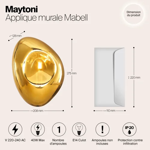Бра Mabell MOD306WL-01G Maytoni золотой на 1 лампу, основание золотое в стиле современный фото 5