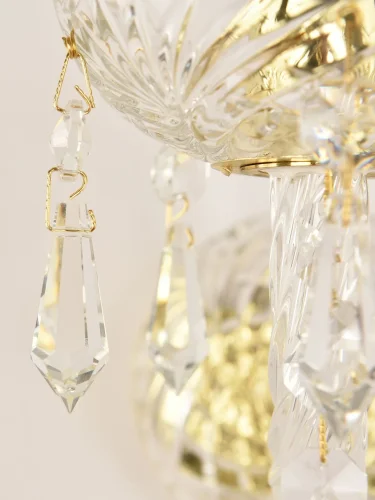 Бра 104B/2/141 G Bohemia Ivele Crystal без плафона на 2 лампы, основание золотое прозрачное в стиле классический drops фото 3