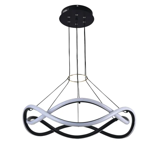 Люстра подвесная с пультом LED LAMPS 81288 Natali Kovaltseva белая чёрная на 1 лампу, основание чёрное в стиле современный хай-тек с пультом яндекс алиса сири фото 7