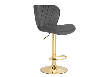 Барный стул Porch dark gray / golden 15504 Woodville, серый/велюр, ножки/металл/золотой, размеры - *1100***470*530