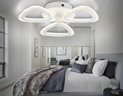 Люстра потолочная LED с пультом FA4508 Ambrella light белая на 1 лампа, основание белое в стиле современный хай-тек с пультом фото 3