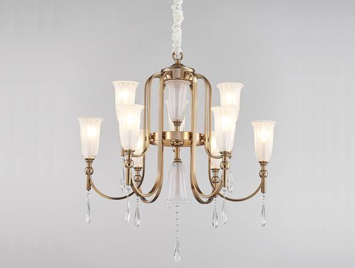 Люстра подвесная 4806+3/C Newport белая на 9 ламп, основание золотое в стиле арт-деко  фото 2