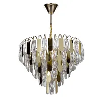 Люстра подвесная Бриз 111013306 DeMarkt прозрачная на 6 ламп, основание золотое в стиле классика арт-деко 
