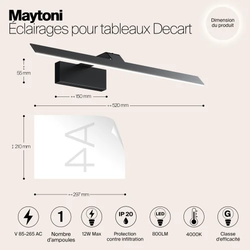 Подсветка для картин LED Decart MIR010WL-L12B4K Maytoni чёрная в стиле хай-тек современный фото 3