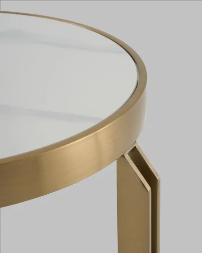 Журнальный столик Калисто 55*55, светлая и темная керамика, сталь шампань УТ000041503 Stool Group столешница из фото 5