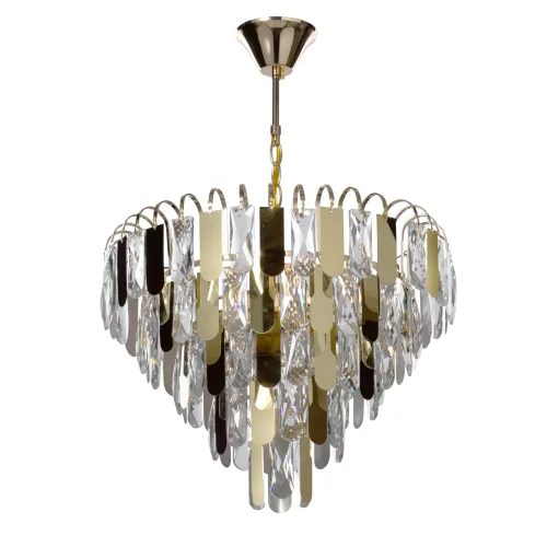 Люстра подвесная Бриз 111013306 DeMarkt прозрачная на 6 ламп, основание золотое в стиле классический арт-деко 