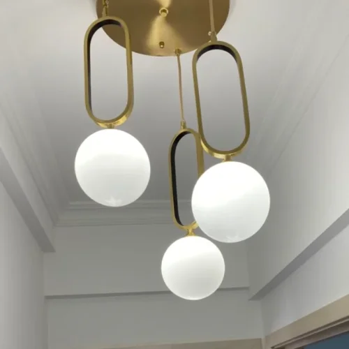 Светильник подвесной VITAL TRIO 212507-23 ImperiumLoft белый на 3 лампы, основание латунь в стиле современный фото 5