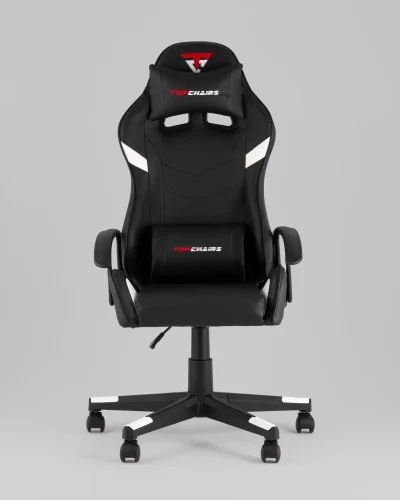 Кресло спортивное TopChairs Warden, черно-белый УТ000039483 Stool Group, чёрный/экокожа, ножки/полимер/чёрный, размеры - 1145*1245***500*470 фото 4