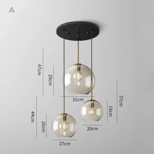 Светильник подвесной VILMO TRIO F 213948-26 ImperiumLoft янтарный на 3 лампы, основание латунь в стиле современный лофт фото 2 Светильник подвесной VILMO TRIO F 213948-26 ImperiumLoft янтарный на 3 лампы, основание латунь в стиле современный лофт фото 2