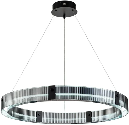 Светильник подвесной LED с пультом Lucen 4007/02/08P Stilfort серый чёрный 1 лампа, основание чёрное в стиле современный хай-тек кольца с пультом фото 2