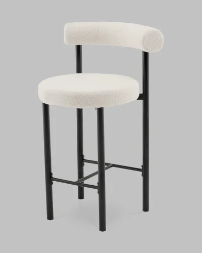 Стул полубарный Флорео букле молочный УТ000041334 Stool Group, белый/букле, ножки/металл/чёрный, размеры - ***** фото 6